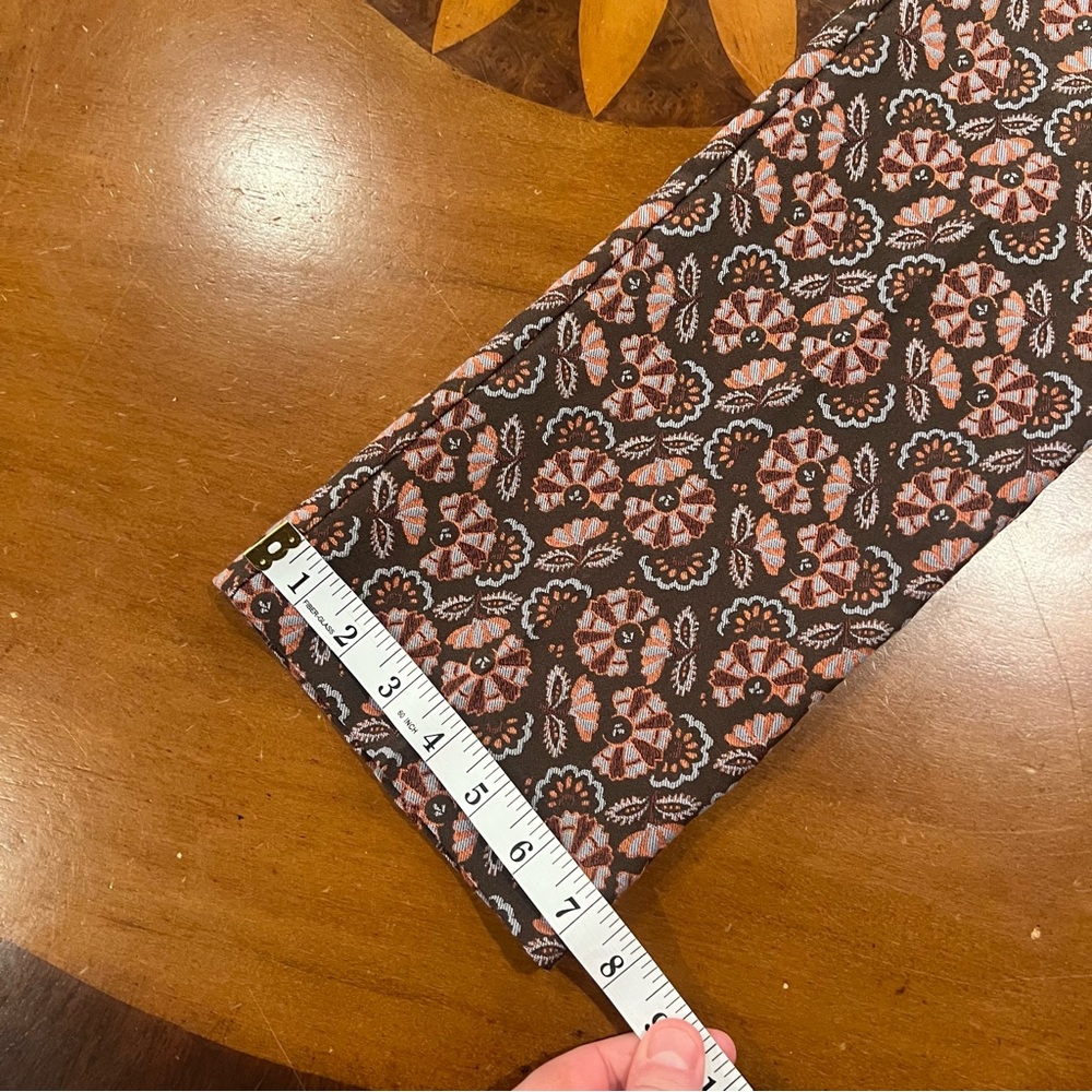 Anthropologie The Essential Slim Floral Jacquard Ankle Length Pant 10 Brown - Picture 16 of 16